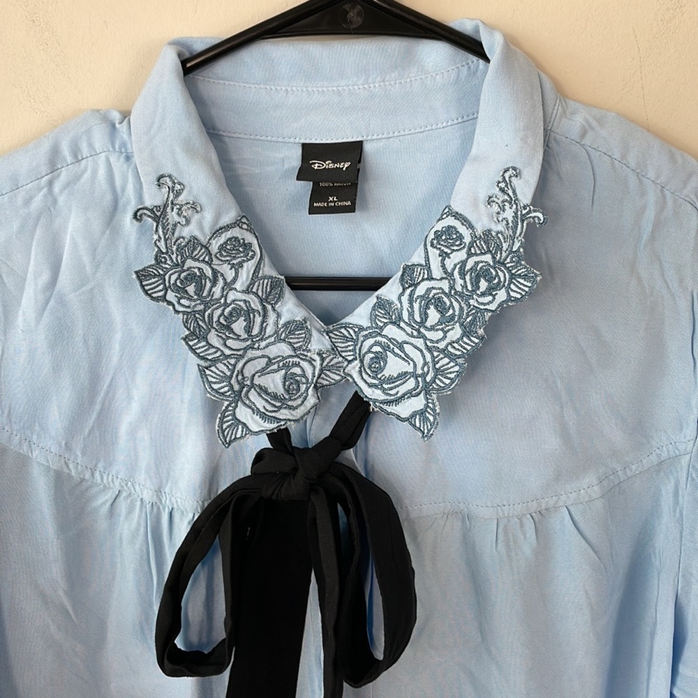 Disney Beauty and the Beast collared rose teacup shirt women size XL - Picture 2 of 7